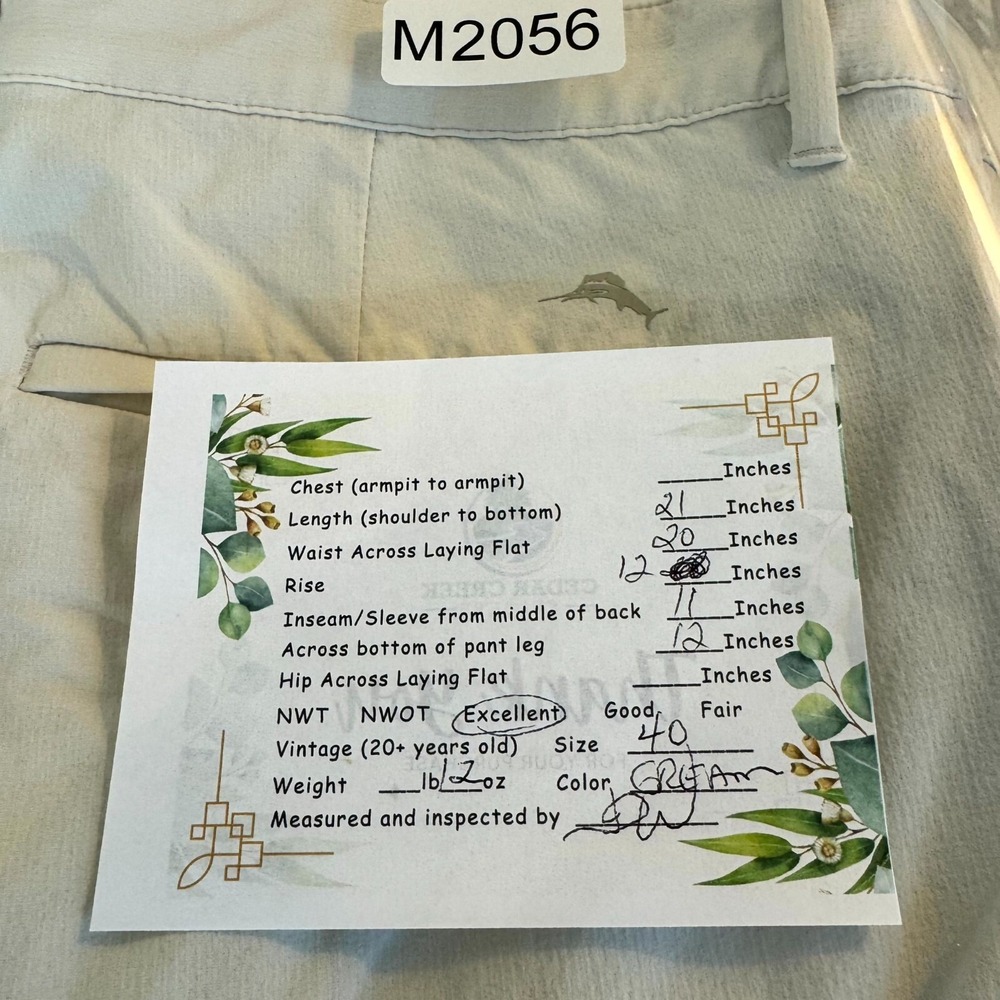 Tommy Bahama Mens Chino Shorts 40 Cream Nylon Stretch Mid-Rise Flat Front - Picture 7 of 7